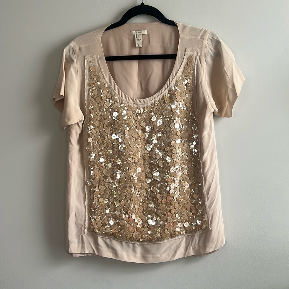 J. crew large sequins silk shirt